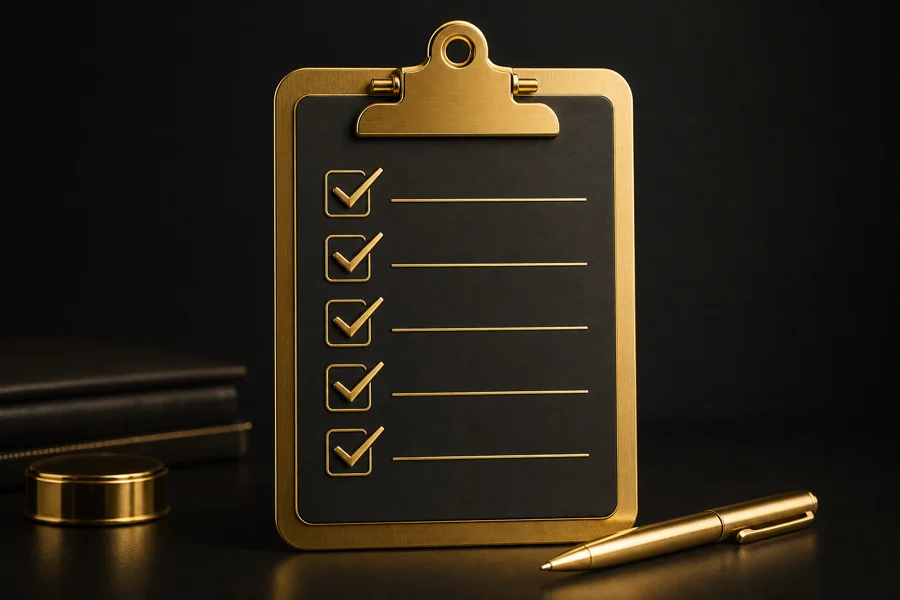 Verification checklist on a clipboard