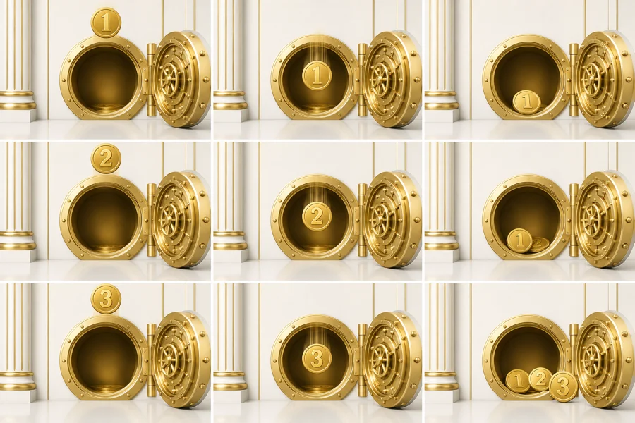 Deposit sequence with coins and vault