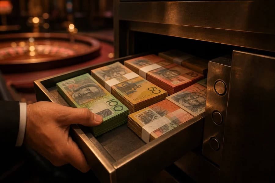 Withdrawing banknotes from a safe