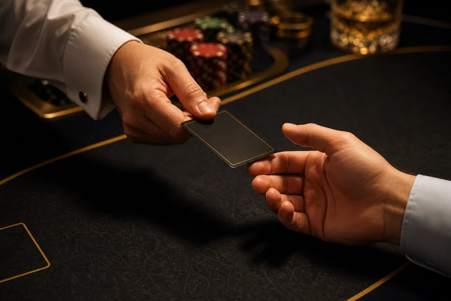 VIP card exchange at a casino table